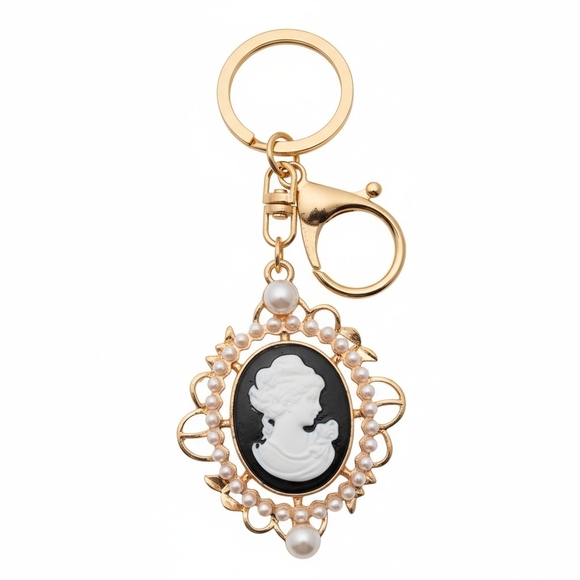 Gold Cameo Pearl Keychain - Available In Six Colors - Picture 6 of 11
